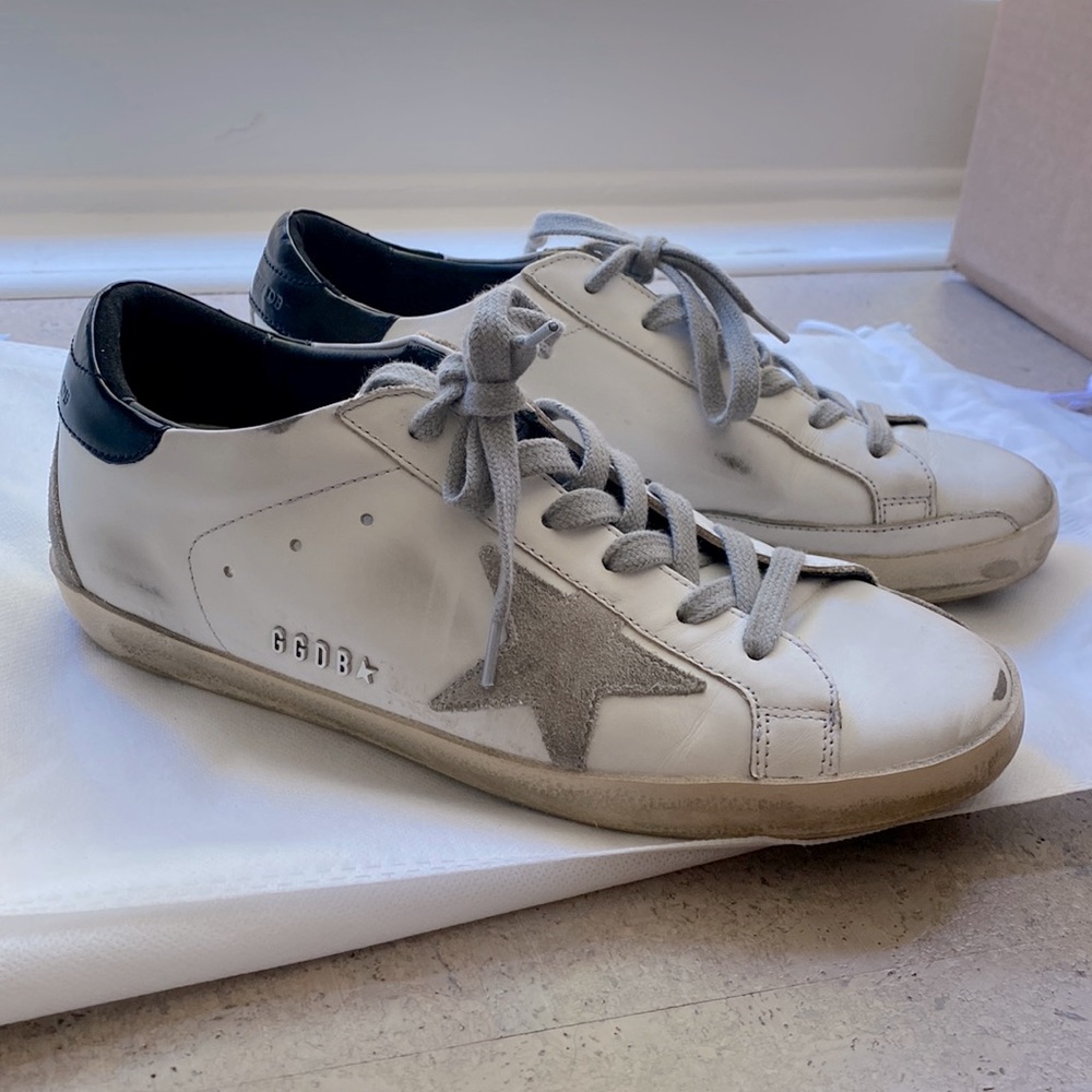 Leather graphic print sneakers